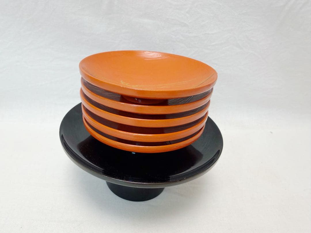 ほぼ未使用 茶道具 木製盃 玄々斎好写 わらび波引盃 五客セット 刷毛目紙箱