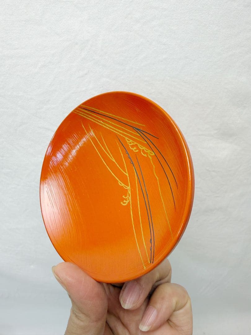 ほぼ未使用 茶道具 木製盃 玄々斎好写 わらび波引盃 五客セット 刷毛目紙箱