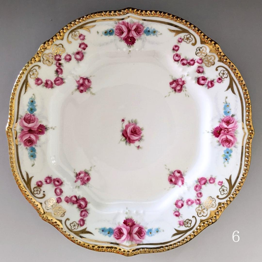 オールドノリタケ アールヌーボー様式 高級金盛上薔薇図紋６枚プレートセットその1