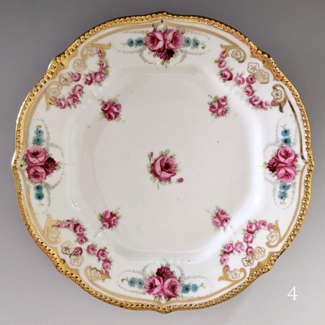 オールドノリタケ アールヌーボー様式 高級金盛上薔薇図紋６枚プレートセットその1