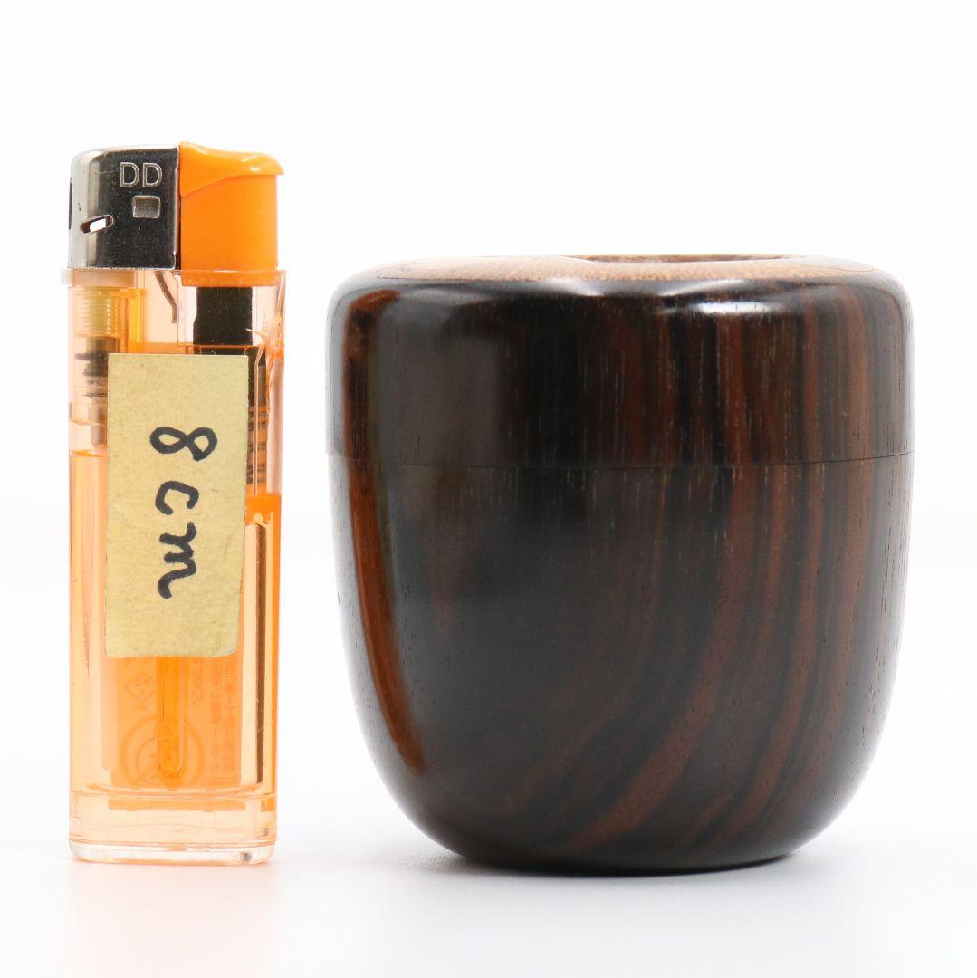 畑幸春作 縞黒檀に竹根嵌 高台寺蒔絵 中棗 茶道具 共箱　V946