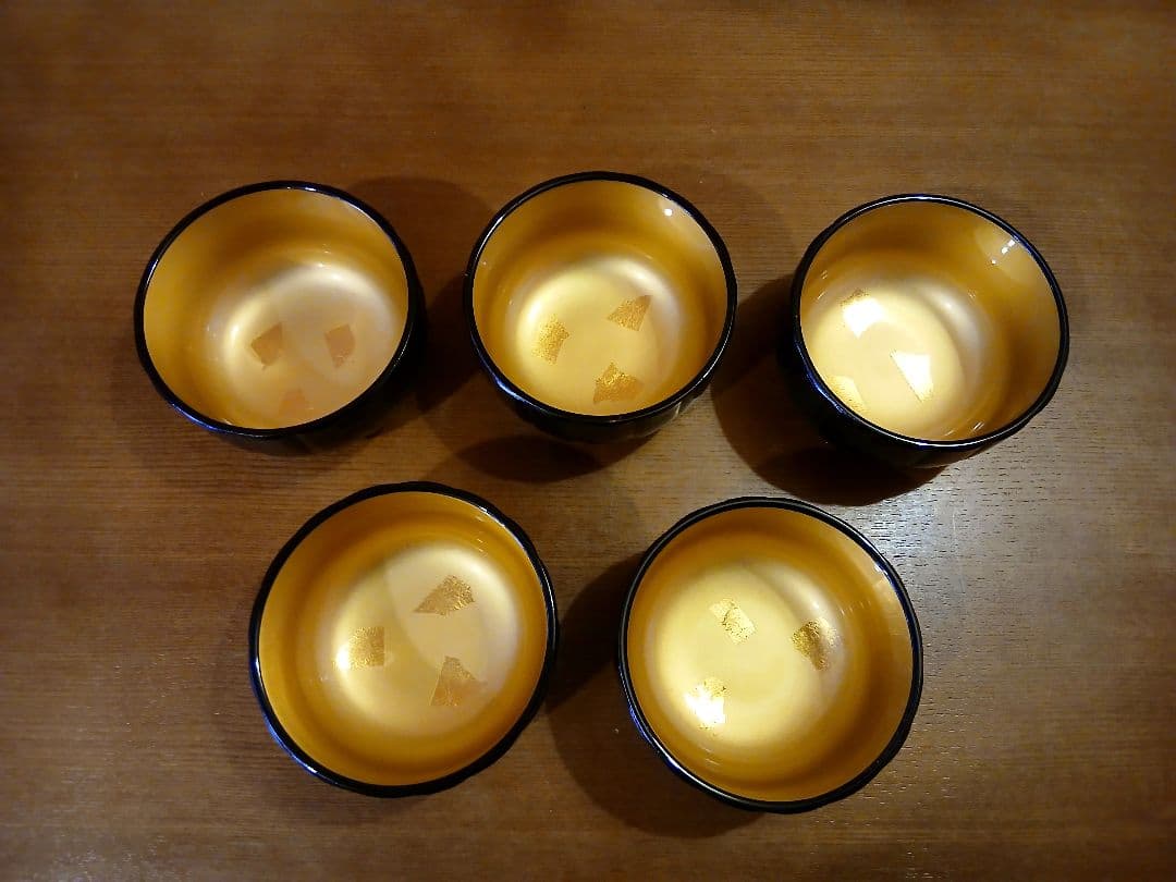 未使用　加賀金箔　小鉢揃　5客セット　合成漆器