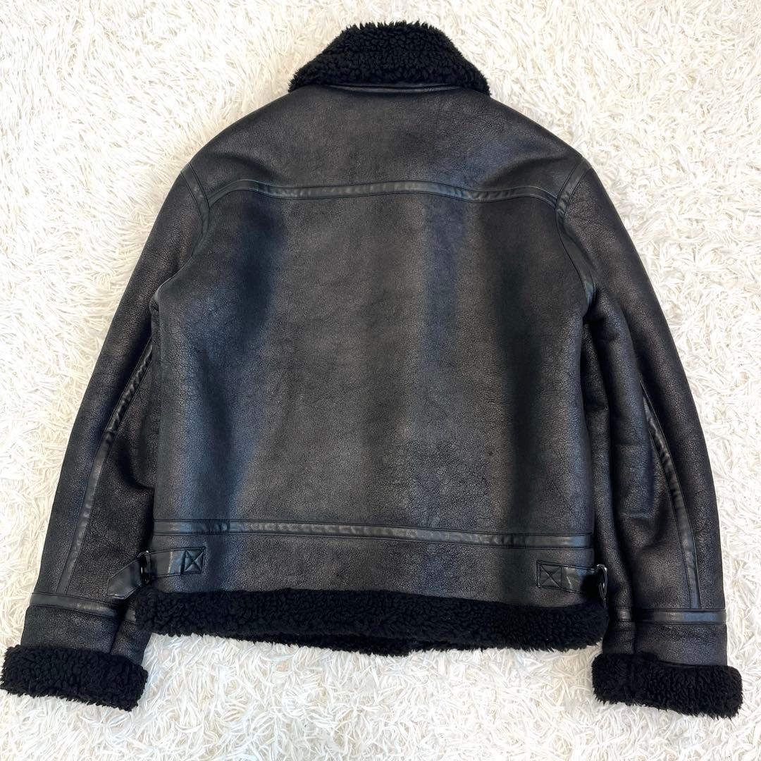 美品☆ ZARA ボアジャケット　フェイクレザー　ブラック　Lサイズ