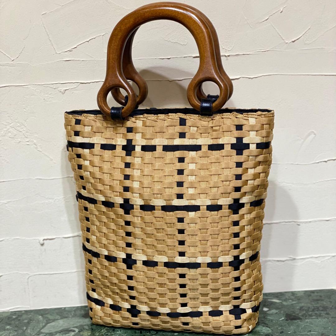 激レア Salvatore Ferragamo ハンドバッグ ウッドハンドル