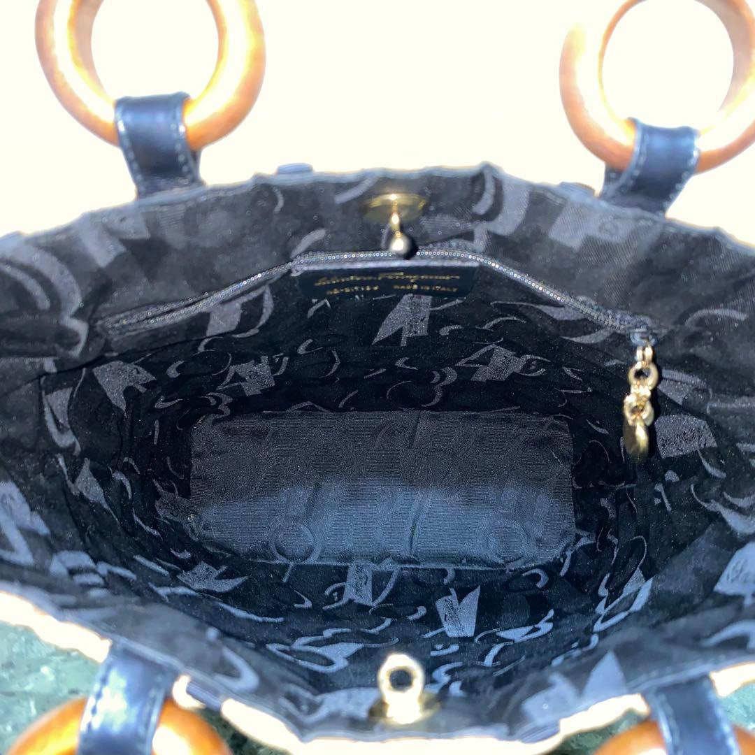 激レア Salvatore Ferragamo ハンドバッグ ウッドハンドル