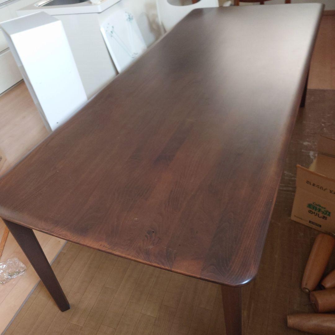 ダークブラウン木製ダイニングテーブル 約200cm x 85cm