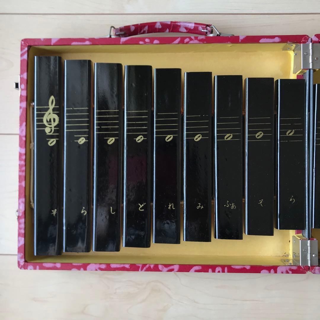 シロフォン　コンパクト木琴　木琴　木製　黒木琴 ケース付き　持ち運び木琴　楽器