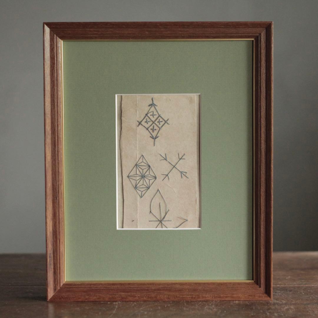 古い 背守り 刺繍 額装 古道具 アンティーク