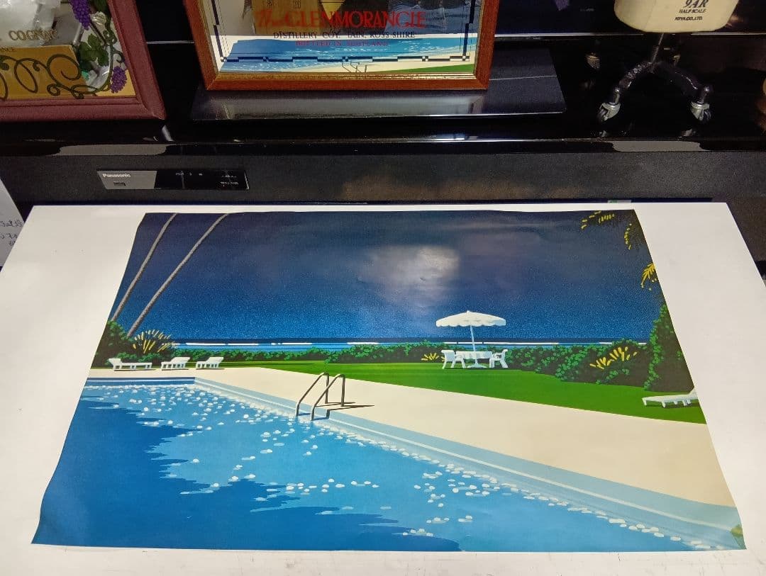 非売品　1980's　凡美社　アートポップ　ウィンドウ　パネル　永井博　ポスター