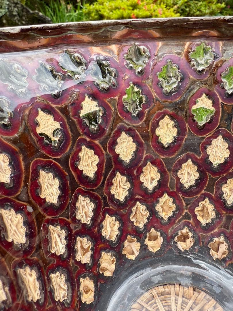 イタリアの素敵なヴィンテージ　ガラス製　カットアウトボウル