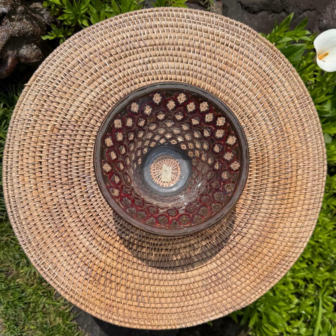 イタリアの素敵なヴィンテージ　ガラス製　カットアウトボウル