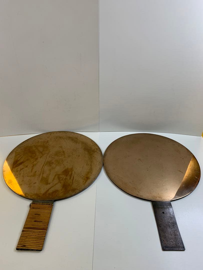 銅鏡 古い鏡2点 天下松村因幡守 手鏡 古鏡 骨董品 アンティーク