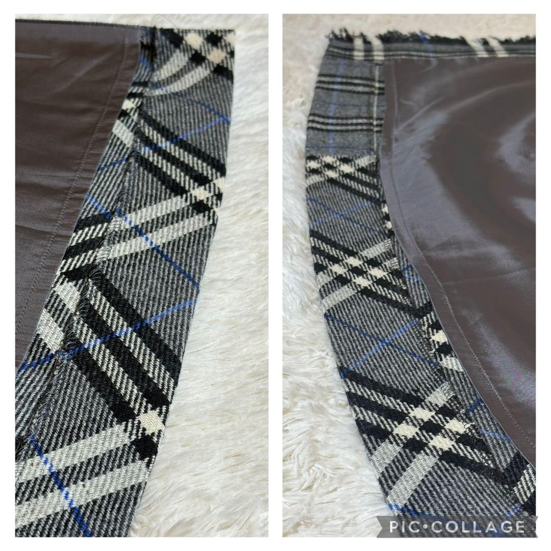 バーバリーロンドン ノバチェック 巻きスカート ラップスカート 36 カシミヤ混