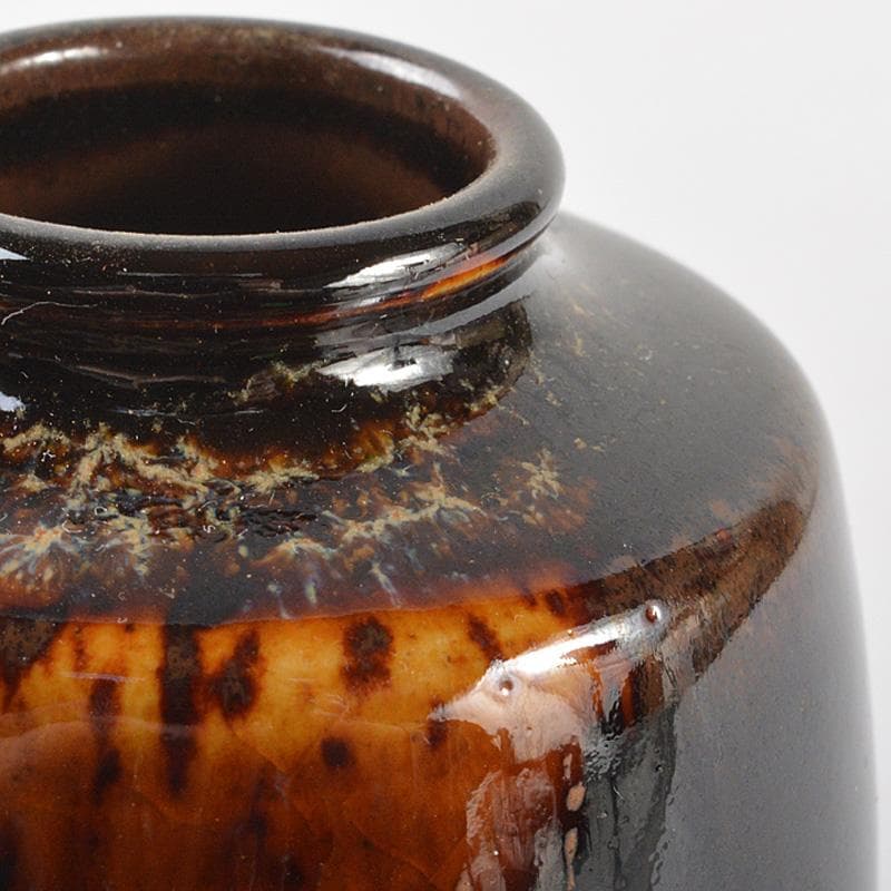 茶道具　京焼　洛東 　桶谷定一作　瀬戸釉　肩衝茶入　仕覆付　共箱　V　R7143