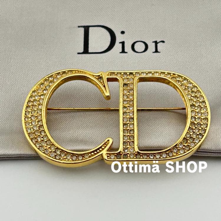 Christian Dior ディオール CDロゴ ラインストーン ブローチ