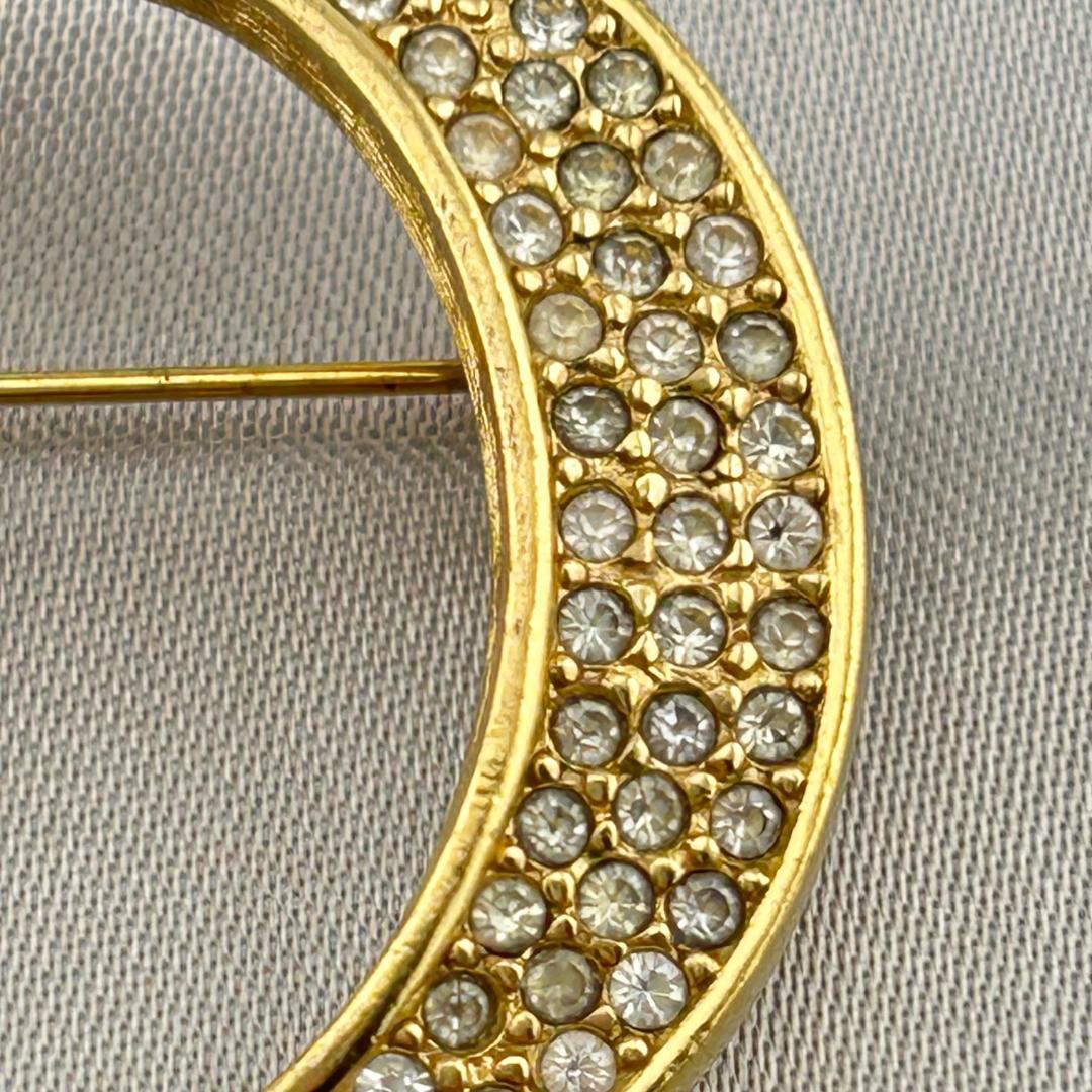 Christian Dior ディオール CDロゴ ラインストーン ブローチ