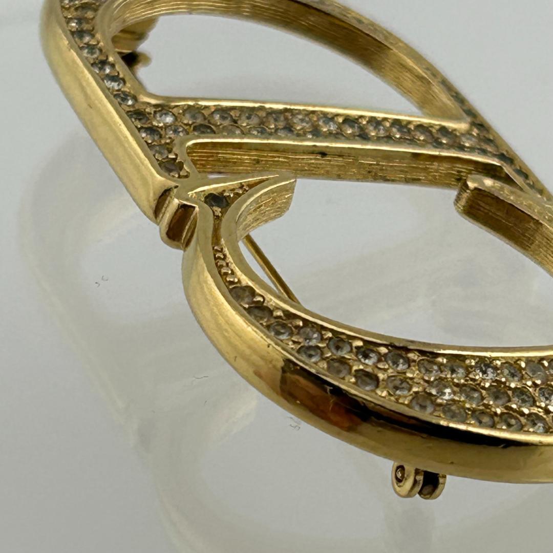 Christian Dior ディオール CDロゴ ラインストーン ブローチ