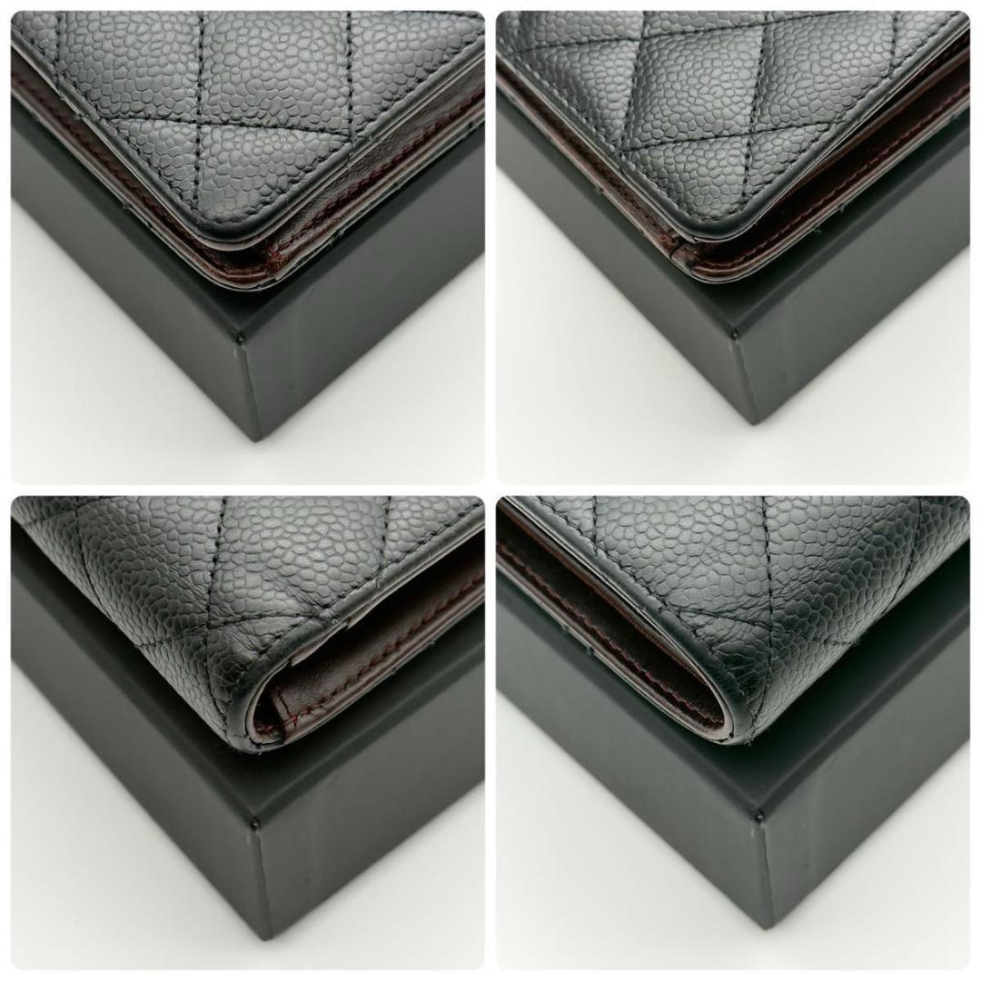 CHANEL【19番最高級美品】マトラッセ キャビアスキン 長財布 ゴールド金具