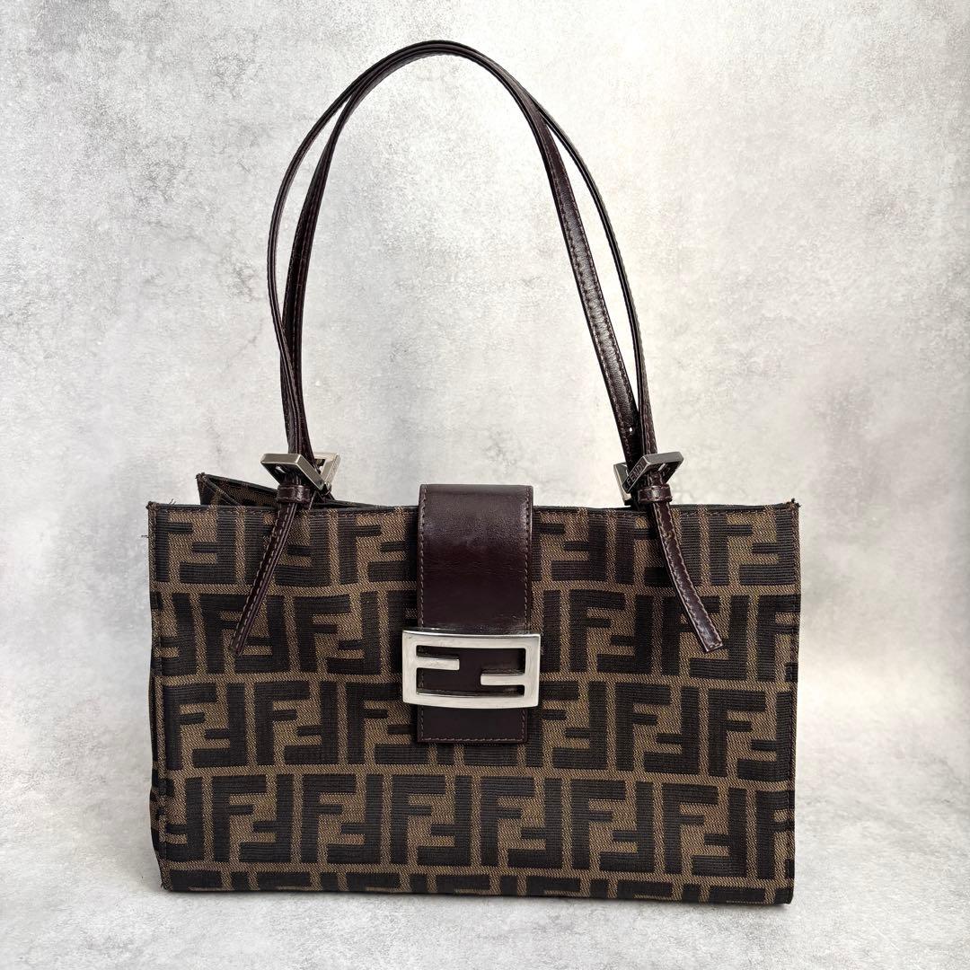 FENDI ズッカ FFロゴ キャンバス レザー ハンドバッグ トート