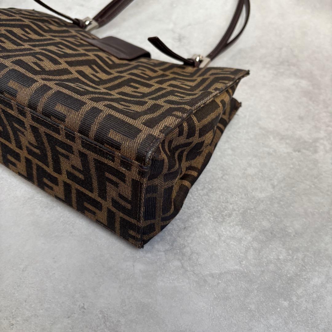 FENDI ズッカ FFロゴ キャンバス レザー ハンドバッグ トート