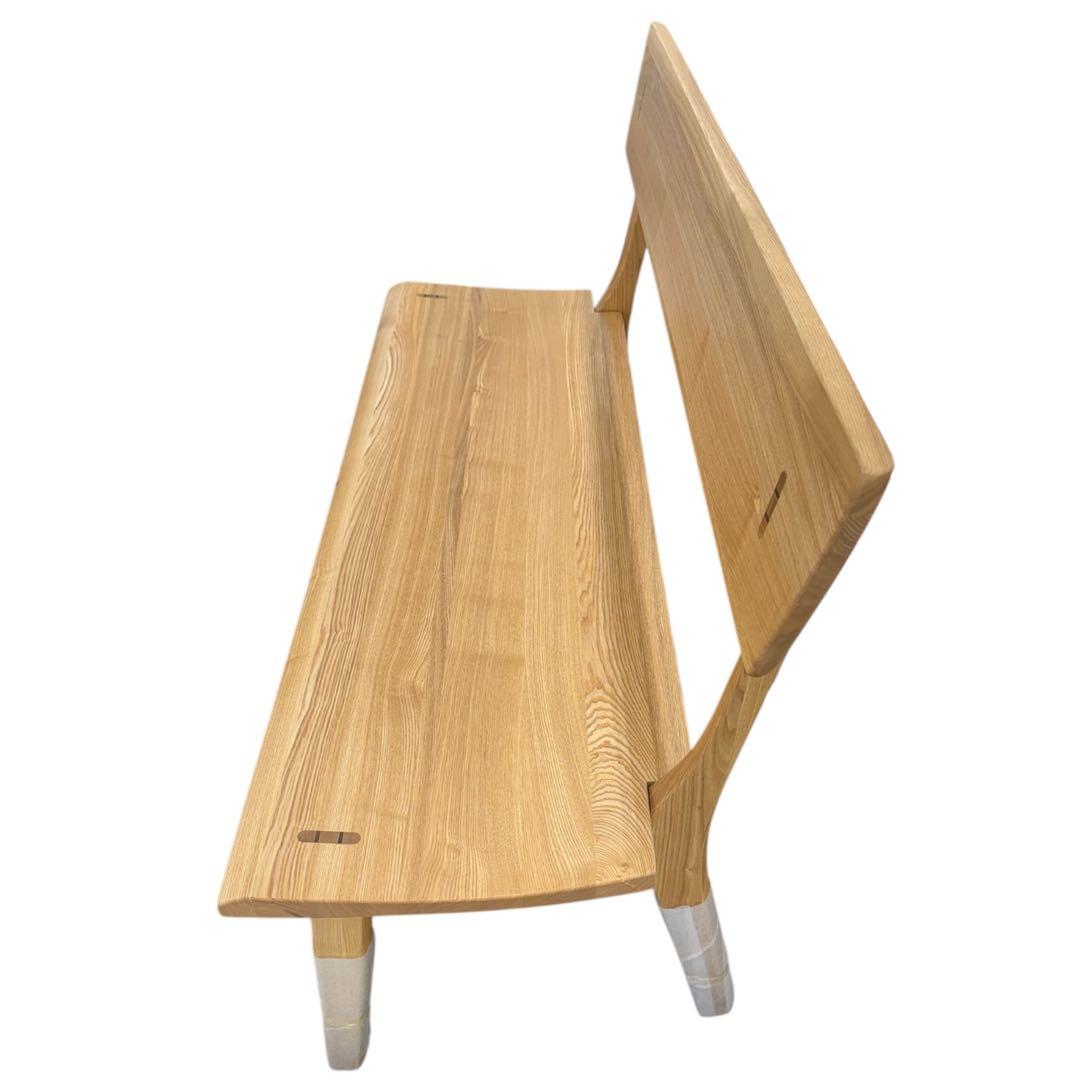 未使用品 北欧無垢材 背付きベンチ LDB‑1350 NA ダイニングチェア