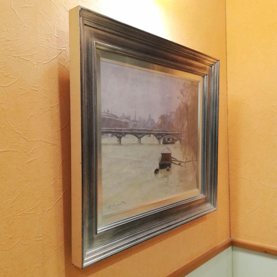 i□ 古田 帯川 増水のセーヌ 8号 直筆サイン 絵画