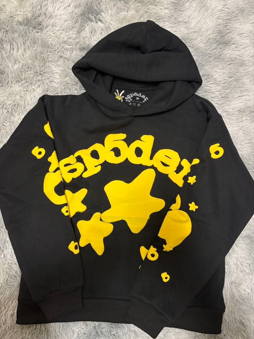 sp5der パーカー イエロー ブラック