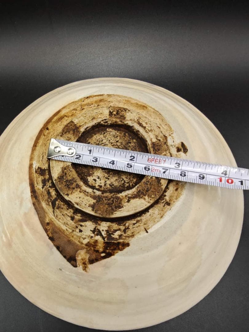 宋時代　磁州窯壽字白釉茶碗(E-36)