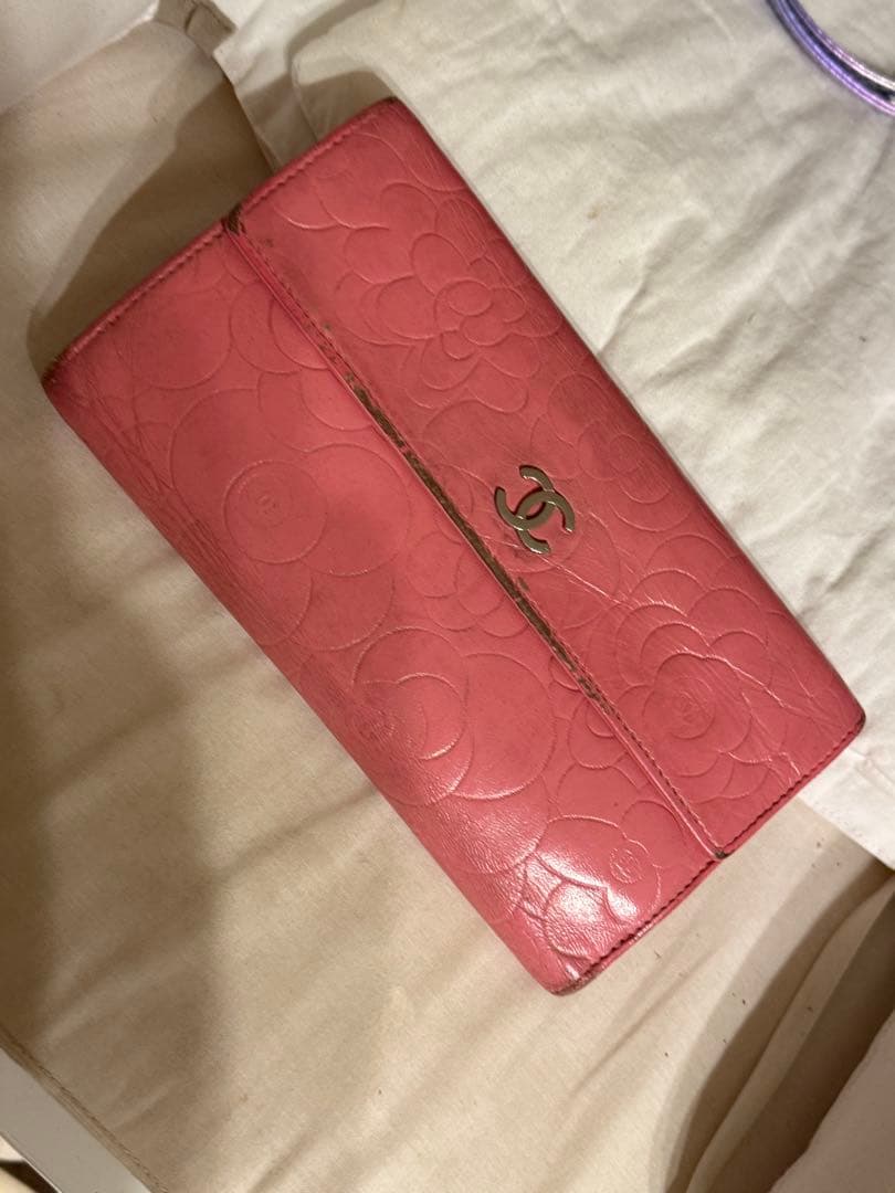 シャネル CHANEL カメリア ピンク レディース 長財布