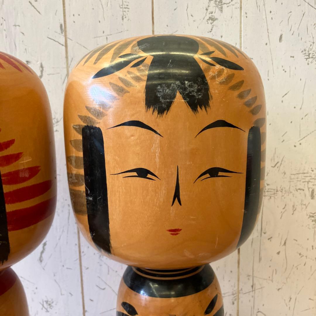 昭和レトロ 木製 大型こけし 小芥子 伝統工芸 工芸品 民芸品 置物セット ペア