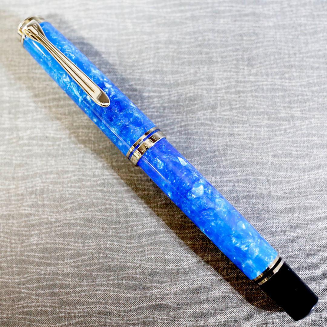 【限定品 極美品】ペリカン 万年筆 Ｍ８０５ ヴァイブラントブルー