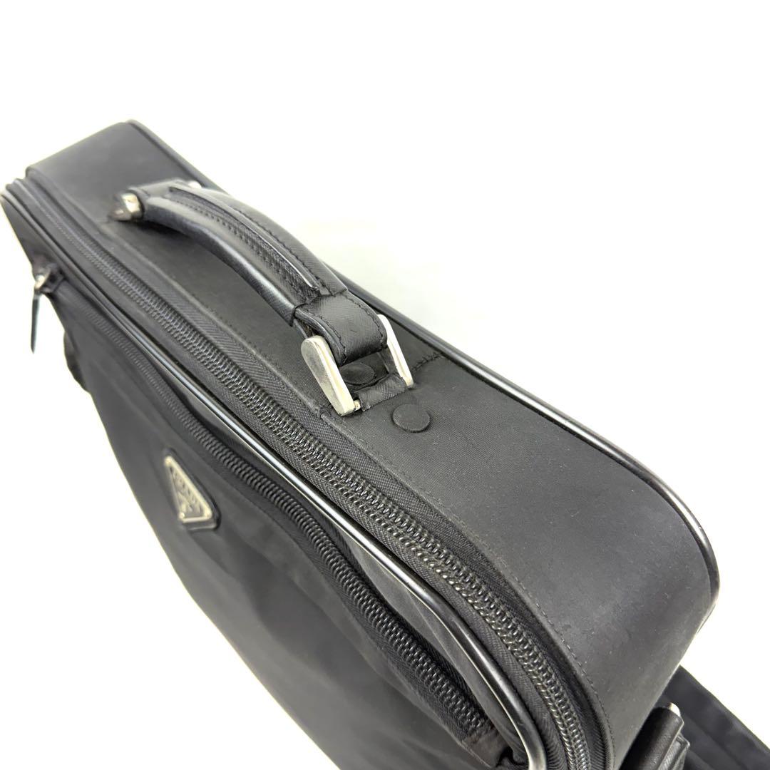 PRADA ビジネスバッグ 2way テスートナイロン レザー 三角ロゴ 黒