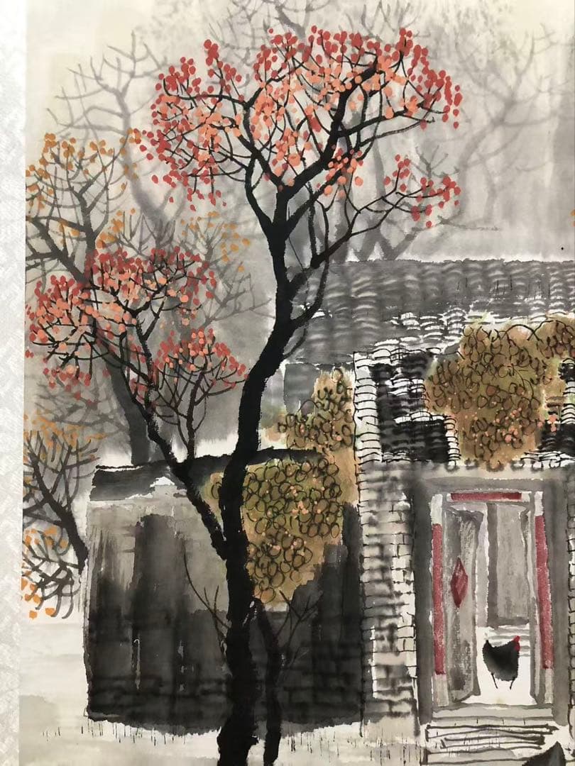 中国画 北京 趙景岩［風景画］紙本　額入　ガラス張り！