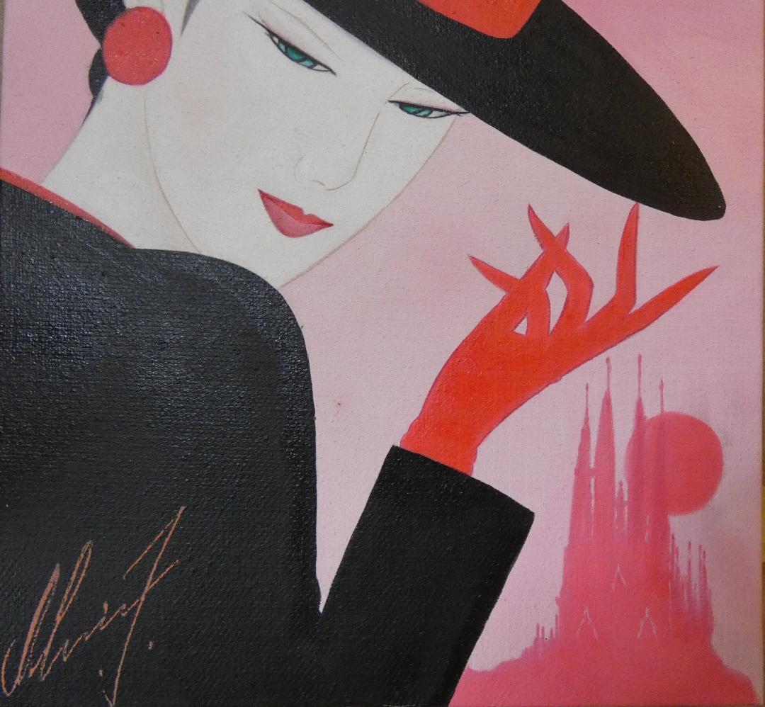 油絵 人物　額付き　鹤田一郎　 F6 【　美人像　】手描き