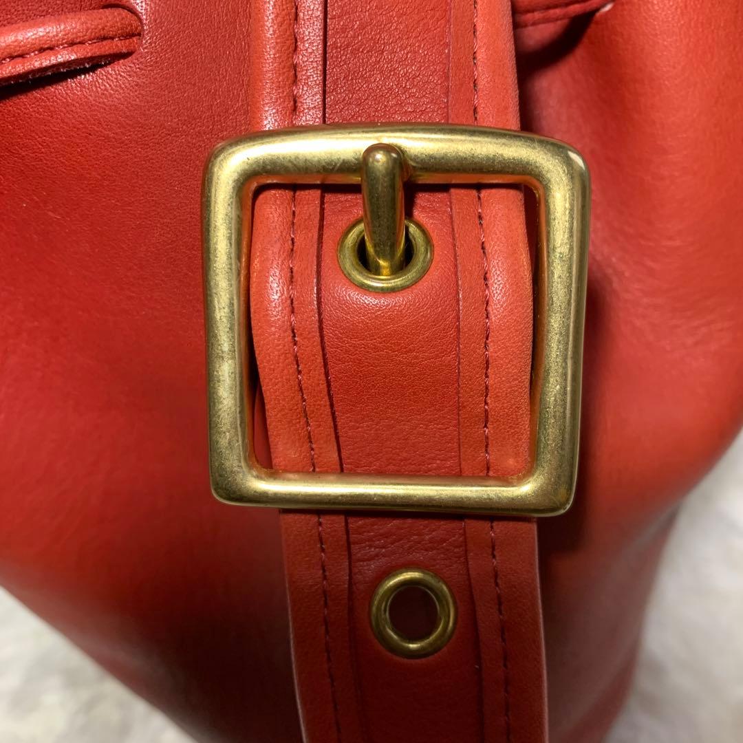 オールドコーチ ショルダーバッグ 9952 巾着型 レッド レザー 本革