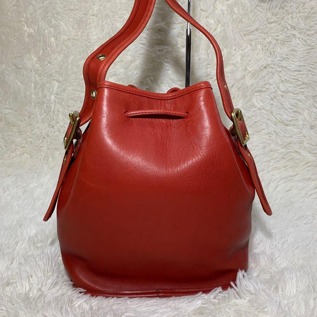 オールドコーチ ショルダーバッグ 9952 巾着型 レッド レザー 本革