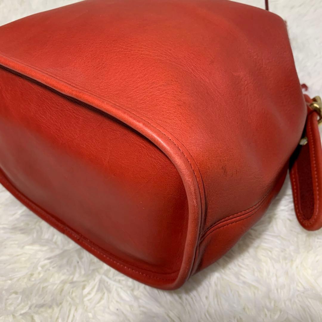 オールドコーチ ショルダーバッグ 9952 巾着型 レッド レザー 本革