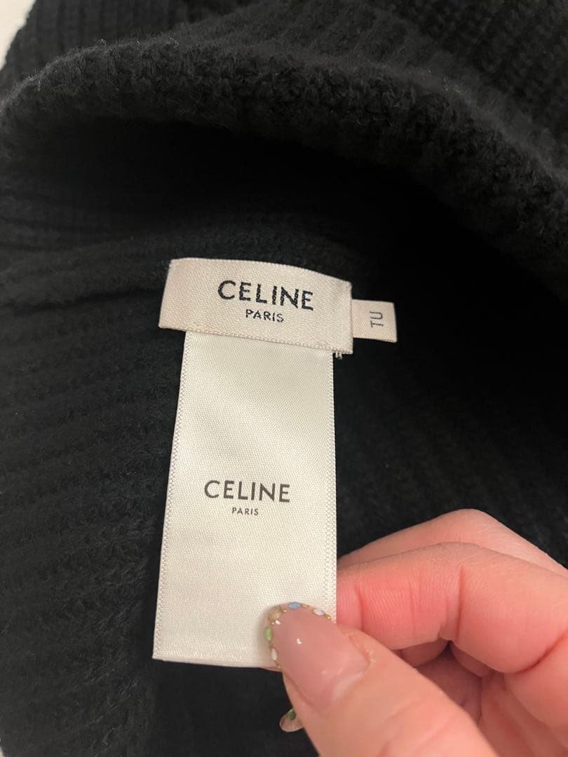 【美品】CELINE ブラック ユニセックスニット帽