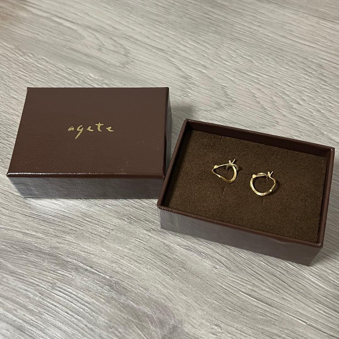 ★美品★アガット K18 フープピアス　証明書付き