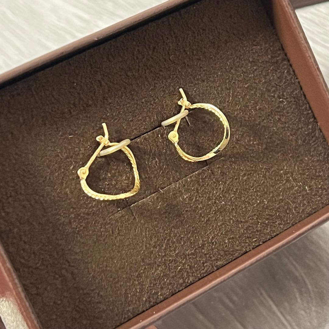 ★美品★アガット K18 フープピアス　証明書付き