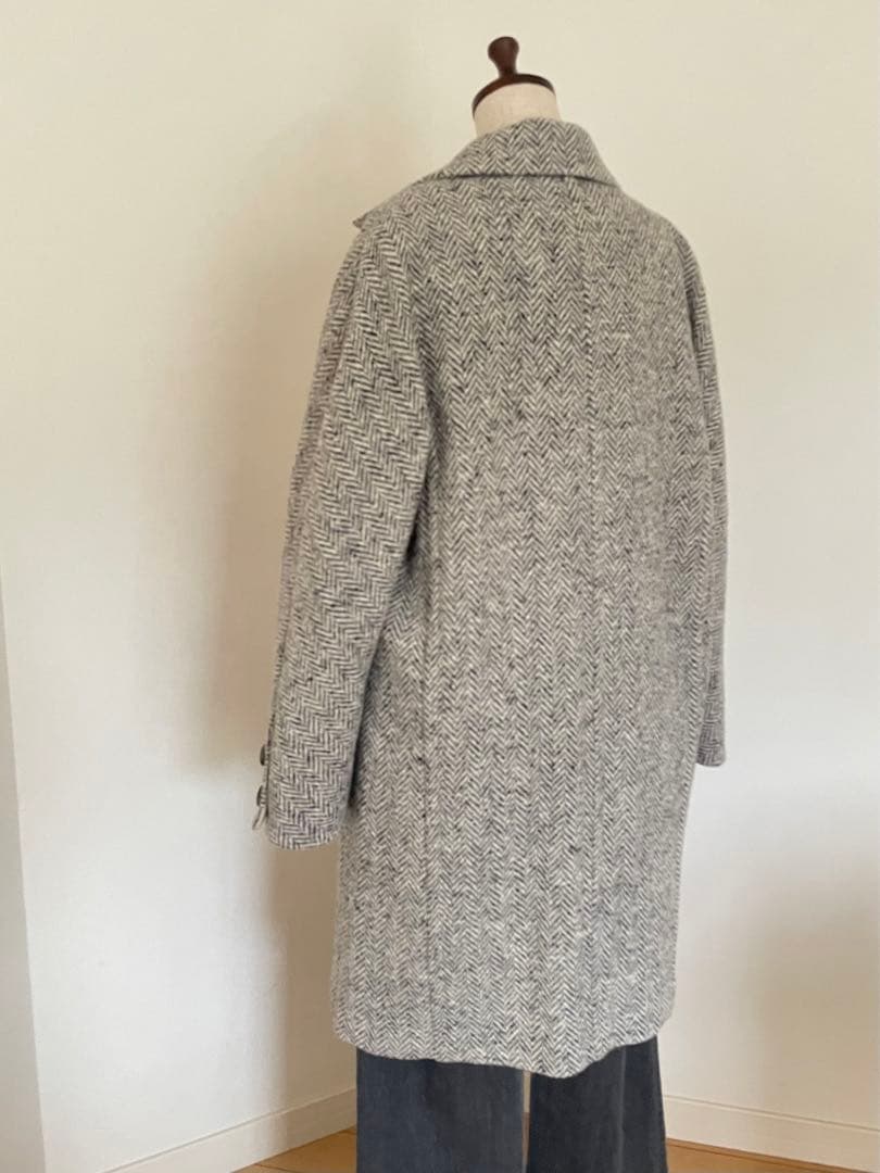 【ジャンフランコフェレ】カラーネップヘリンボーン織ウールコート　イタリア製