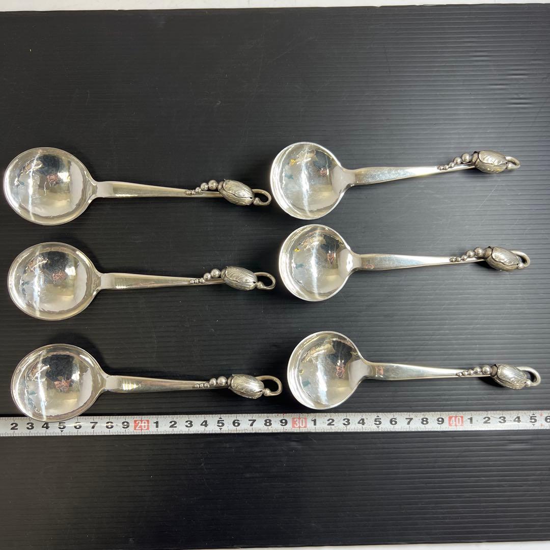 ジョージジェンセン激レア品ブロッサムsterling925スープスプーン6本共袋