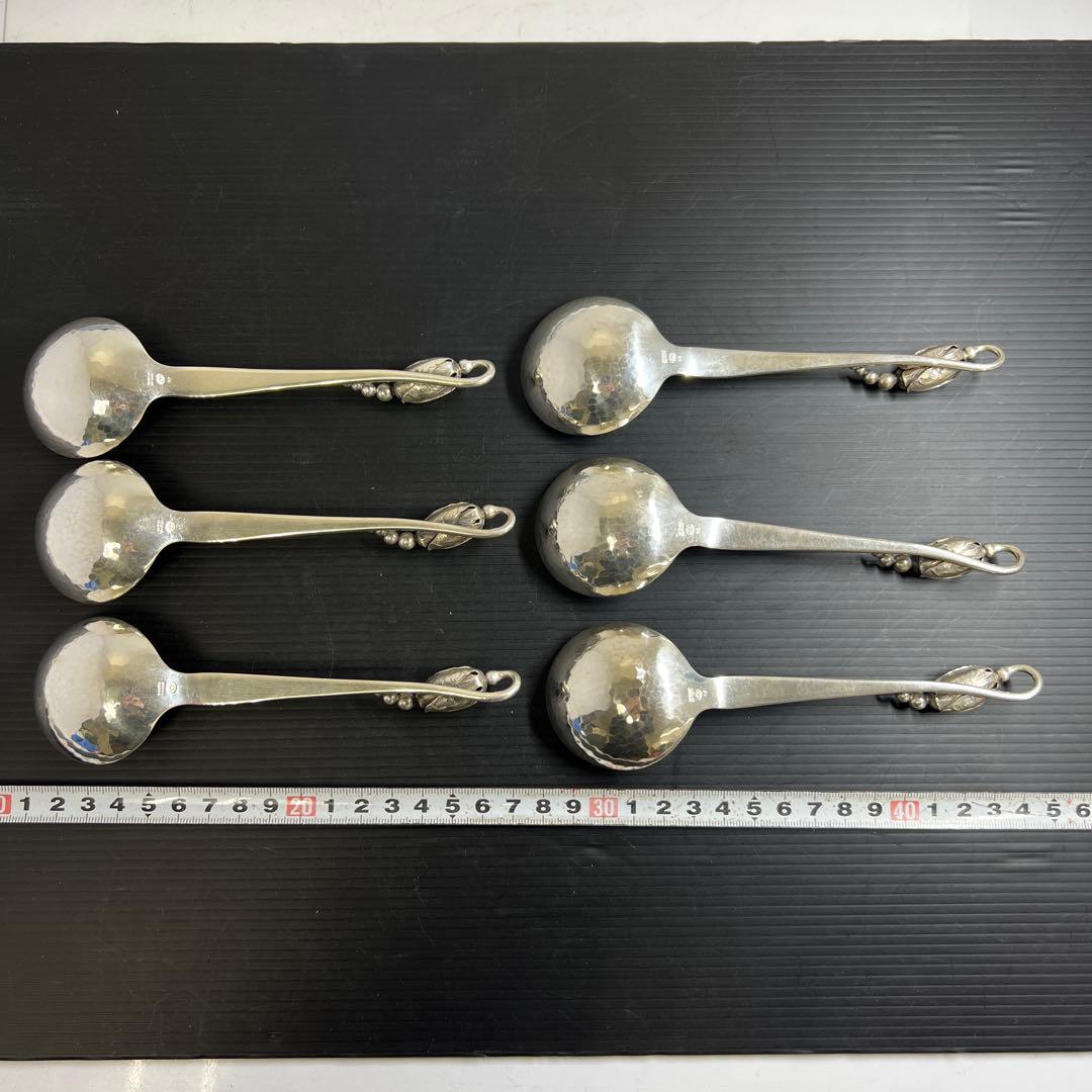 ジョージジェンセン激レア品ブロッサムsterling925スープスプーン6本共袋