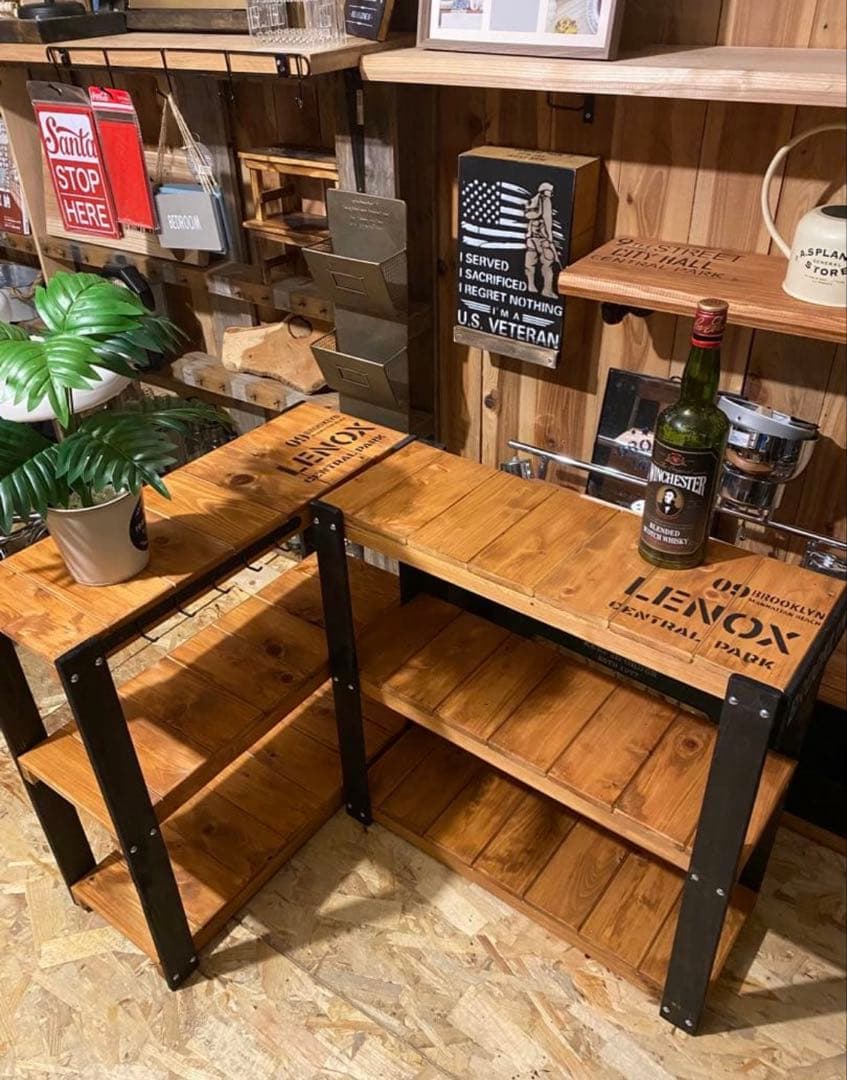 3段ラック　アイアン風　アメリカン　ブルックリン