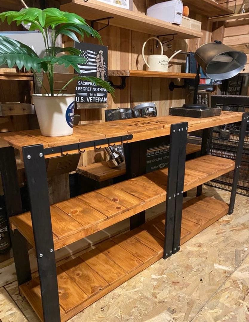 3段ラック　アイアン風　アメリカン　ブルックリン