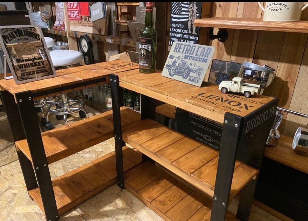 3段ラック　アイアン風　アメリカン　ブルックリン