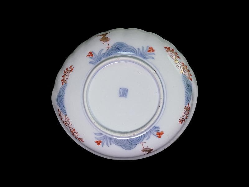 古伊万里　金襴手　鳳凰の図　鮑型変形皿　５客　E941AS-CRr