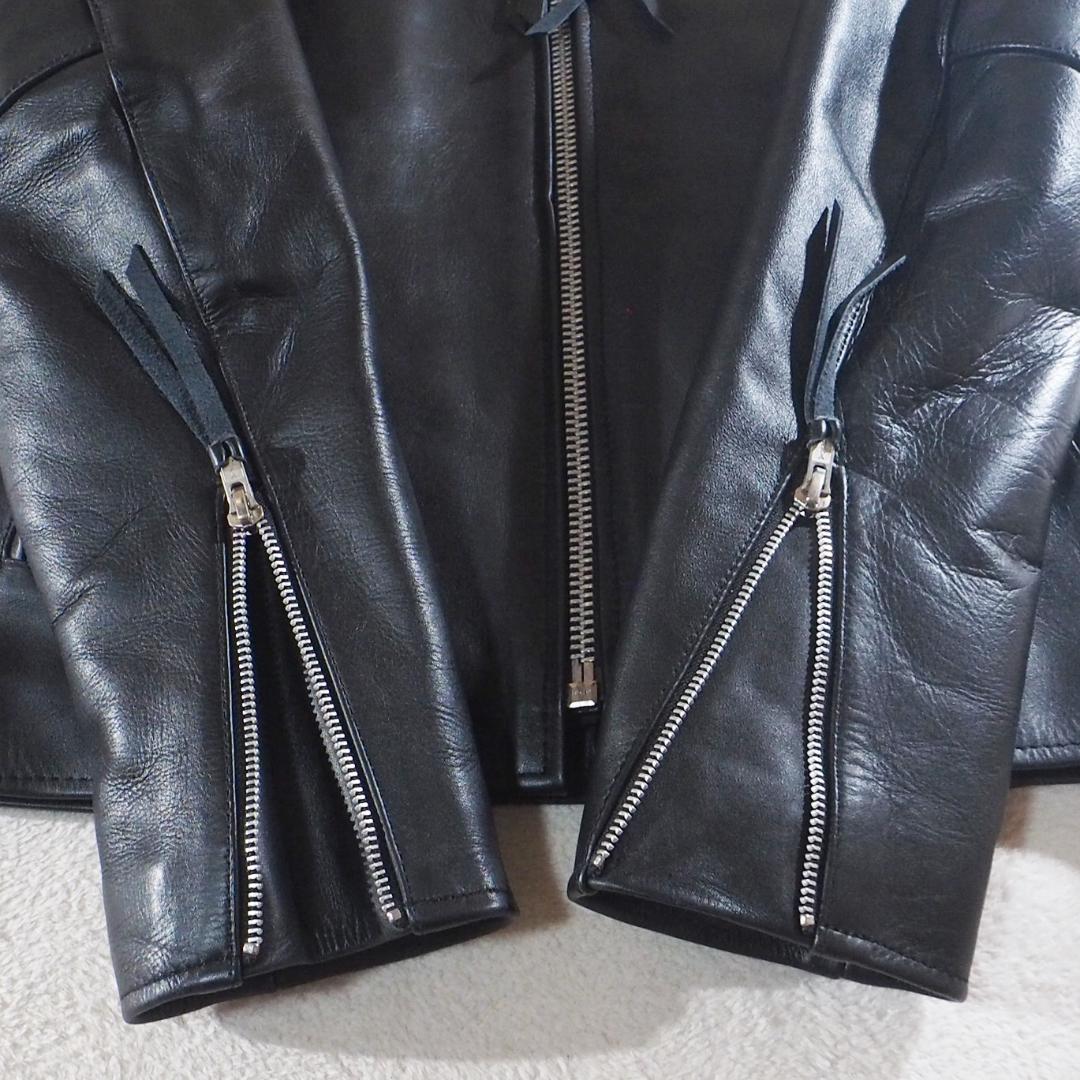 美品★フリーダム Freedom ライダースジャケット 本革 立襟 肉厚 40