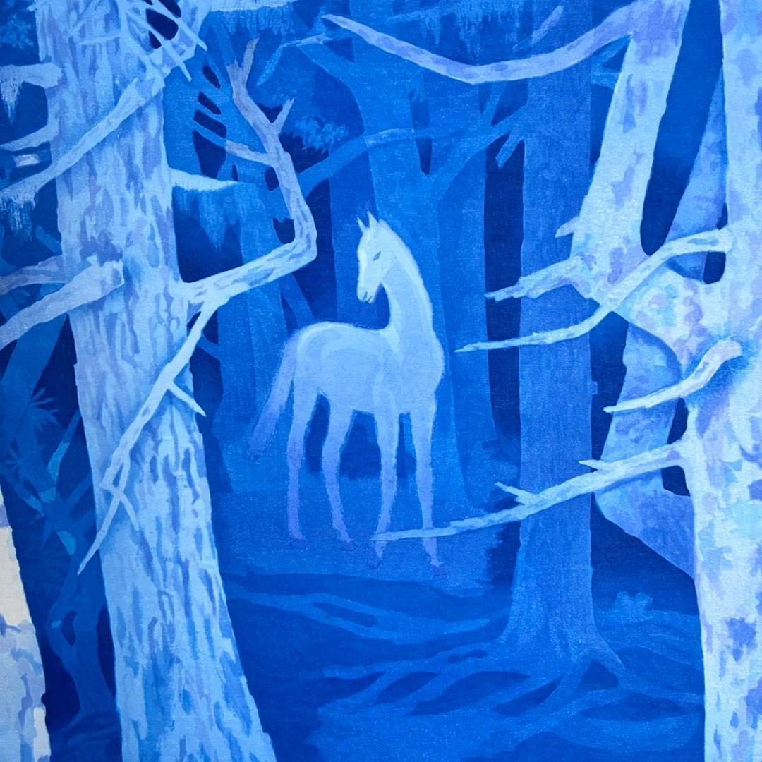 東山魁夷「白馬の森」木版画 朱印有り アダチ版画研究所 昭和を代表する日本画家