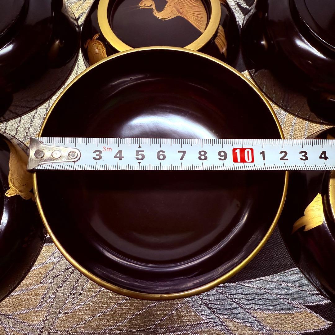 漆器　輪島塗　沈金　金蒔絵　木製　蓋付椀　お煮物椀　吸物椀　5客　骨董品